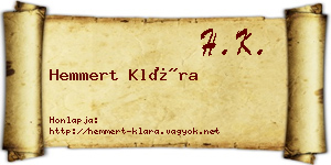 Hemmert Klára névjegykártya